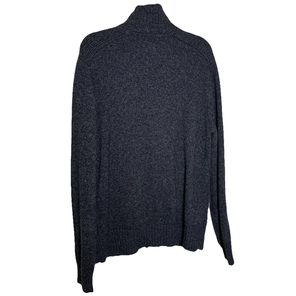 Banana Republic Dark Gray Lambswool Full‎ Zip Buckle Turtleneck Sweater Mens L